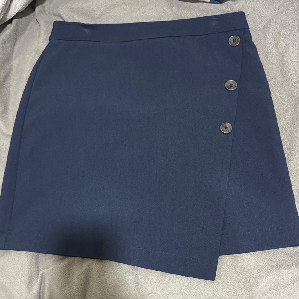 Banana Republic Navy Wrap Mini Skirt Size 6 Button Front Preppy A-Line